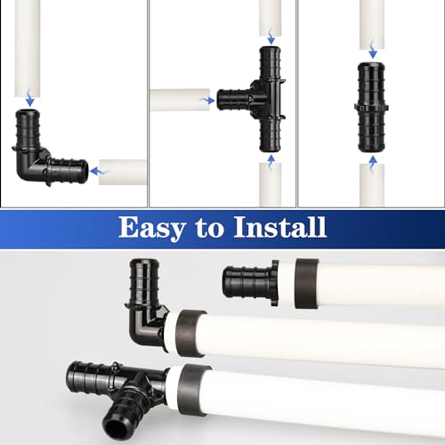 PXZBLG 1/2" Poly PPSU Barb Crimp PEX Fitting, 30pcs PEX Fitting Combo, 10pcs Each Elbows Tees Straight Couplings, No Lead - Image 4