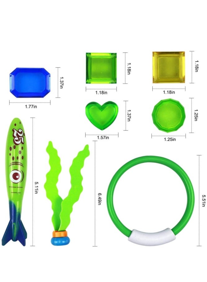 BELLSBERRY 19 Pcs Pool Diving Toys for Kids – Underwater Diving Rings, Sticks & Treasure Swim Game Set - Image 2