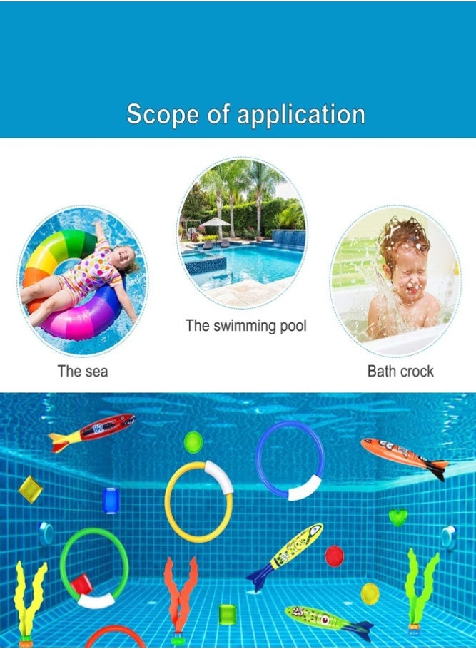 BELLSBERRY 19 Pcs Pool Diving Toys for Kids – Underwater Diving Rings, Sticks & Treasure Swim Game Set - Image 3