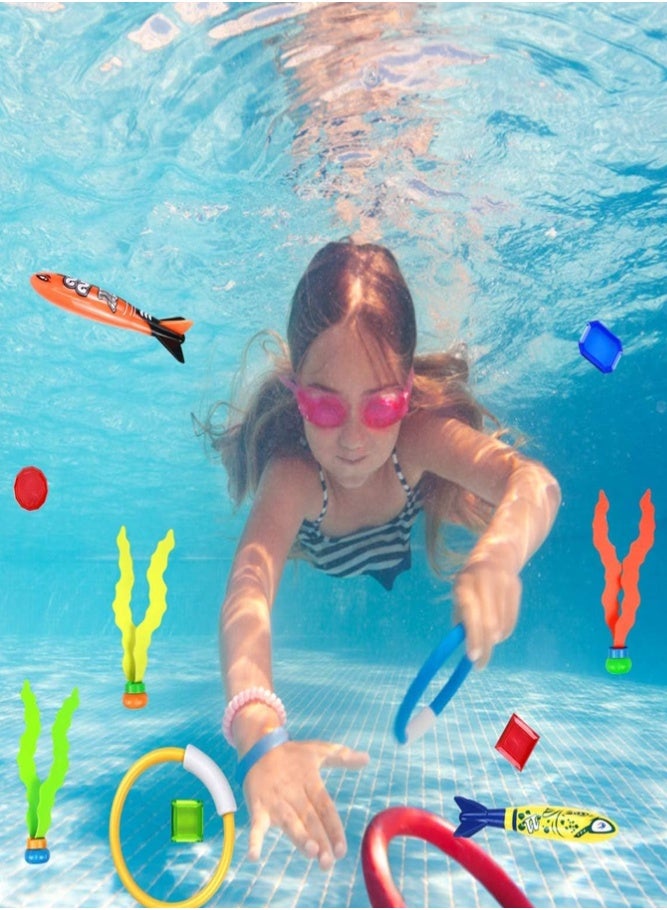 BELLSBERRY 19 Pcs Pool Diving Toys for Kids – Underwater Diving Rings, Sticks & Treasure Swim Game Set - Image 4