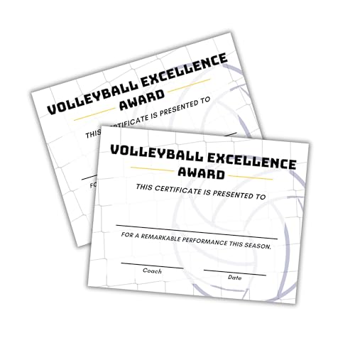Lashicorn Volleyball Award Certificate of Excellence Sports 50pk 85x11 Paper for Trophies Medal Most Improved Girls 1st 2nd 3rd Ribbon Sticker Team Gifts Youth Handouts - Image 1