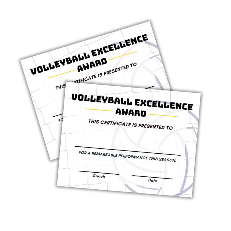 Lashicorn Volleyball Award Certificate of Excellence Sports 50pk 85x11 Paper for Trophies Medal Most Improved Girls 1st 2nd 3rd Ribbon Sticker Team Gifts Youth Handouts - Image 2