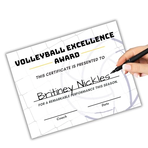 Lashicorn Volleyball Award Certificate of Excellence Sports 50pk 85x11 Paper for Trophies Medal Most Improved Girls 1st 2nd 3rd Ribbon Sticker Team Gifts Youth Handouts - Image 3