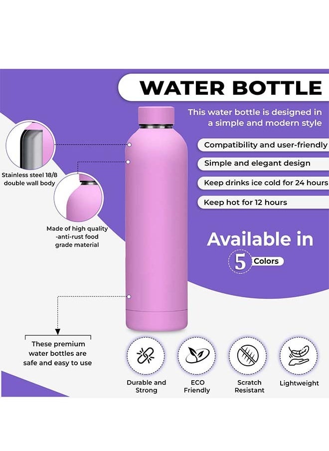 750ml Stainless Steel Double Wall Insulated Water Bottle - Ideal for Hot Cold Drinks - Suitable for Kids & Gym - School Flask, (Black)