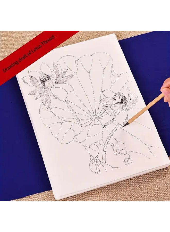Traditional Chinese Painting Lotus Mica Rice Paper Line Drawing Manuscript 95 Sheets For Beginners - Image 1