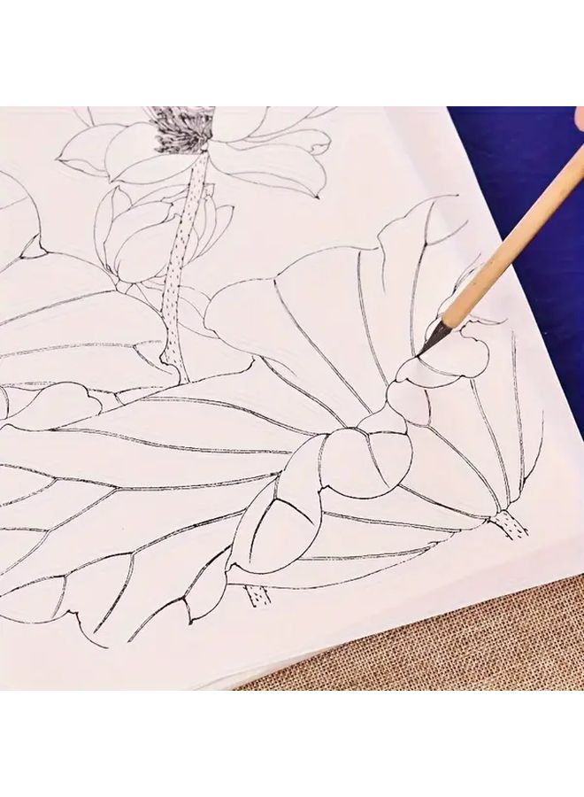 Traditional Chinese Painting Lotus Mica Rice Paper Line Drawing Manuscript 95 Sheets For Beginners - Image 3