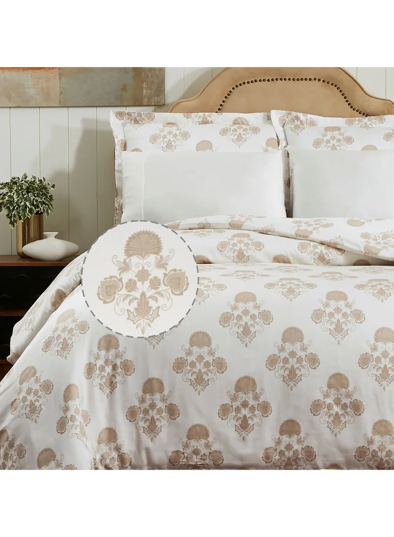 Donetella 7-Piece Cotton Comforter Set With Removable Filler King 260 x 240 Cm Off-white/Beige