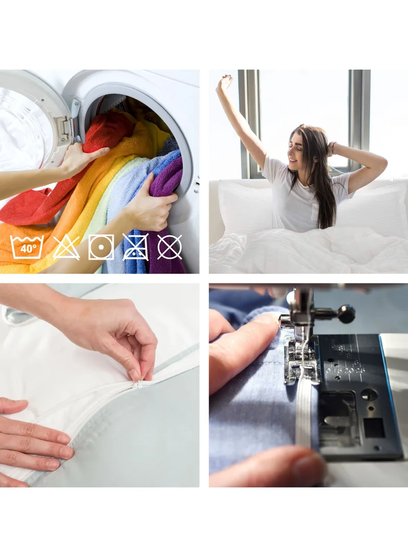 Donetella 7-Piece Cotton Comforter Set With Removable Filler King 260 x 240 Cm Off-white/Beige