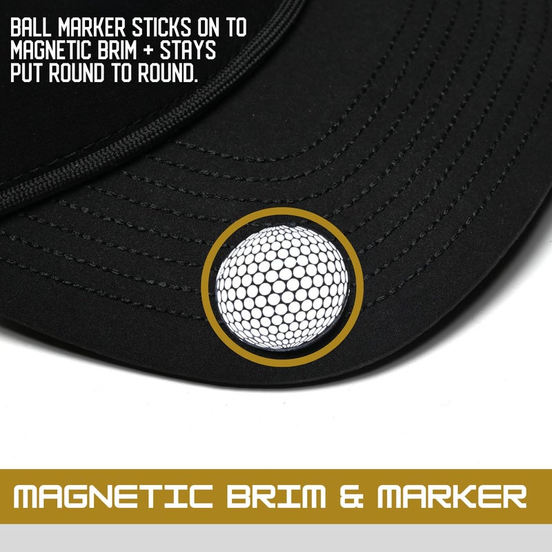 BRIMZ Golf Performance Hat - Tee Holder & Magnetic Brim - Breathable Sweat & Water Resistant Golfing Snapback Cap (Golf - White/Green) - Image 5