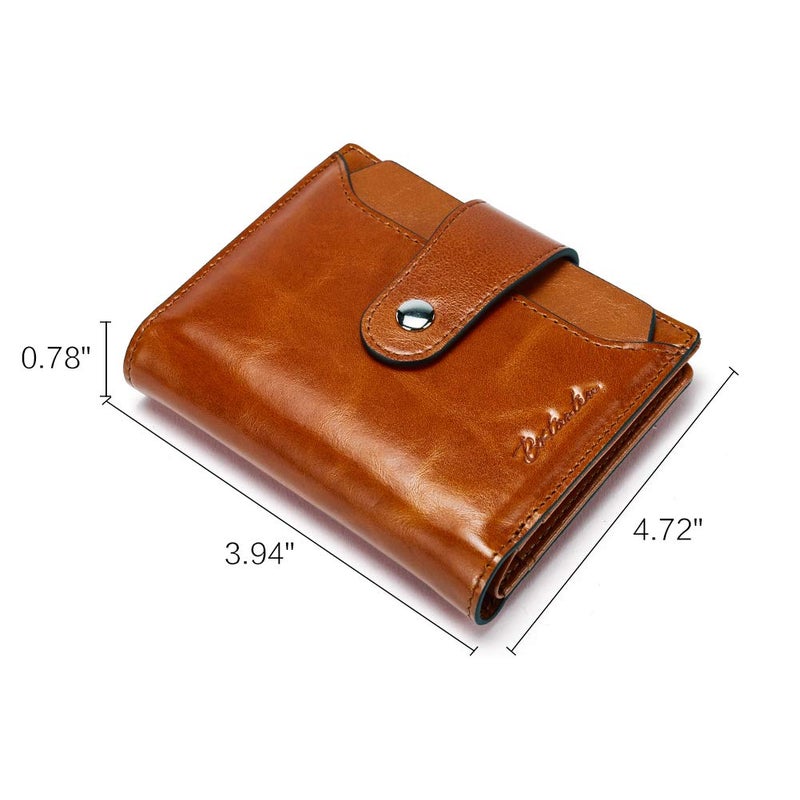 BOSTANTEN Women Leather Wallet RFID Blocking Small Bifold Zipper Pocket Wallet Card Case Purses with ID Window Brown - Image 4