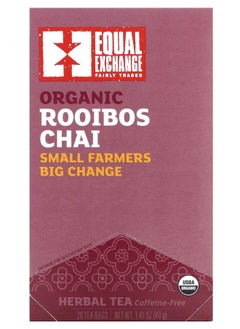 Equal Exchange Organic Rooibos Chai Herbal Tea Caffeine-Free 20 Tea Bags 1.41 oz (40 g) 
