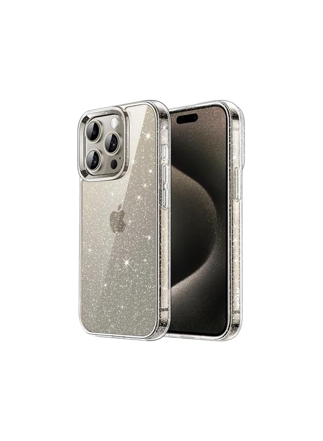 JETech Glitter Case for iPhone 15 Pro Max 6.7-Inch, Bling Sparkle Shockproof Phone Bumper Cover, Cute Sparkly for Women and Girls (Clear) - Image 1