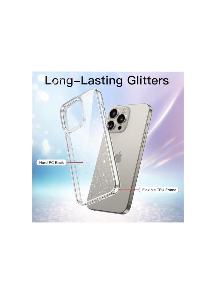 JETech Glitter Case for iPhone 15 Pro Max 6.7-Inch, Bling Sparkle Shockproof Phone Bumper Cover, Cute Sparkly for Women and Girls (Clear) - Image 2