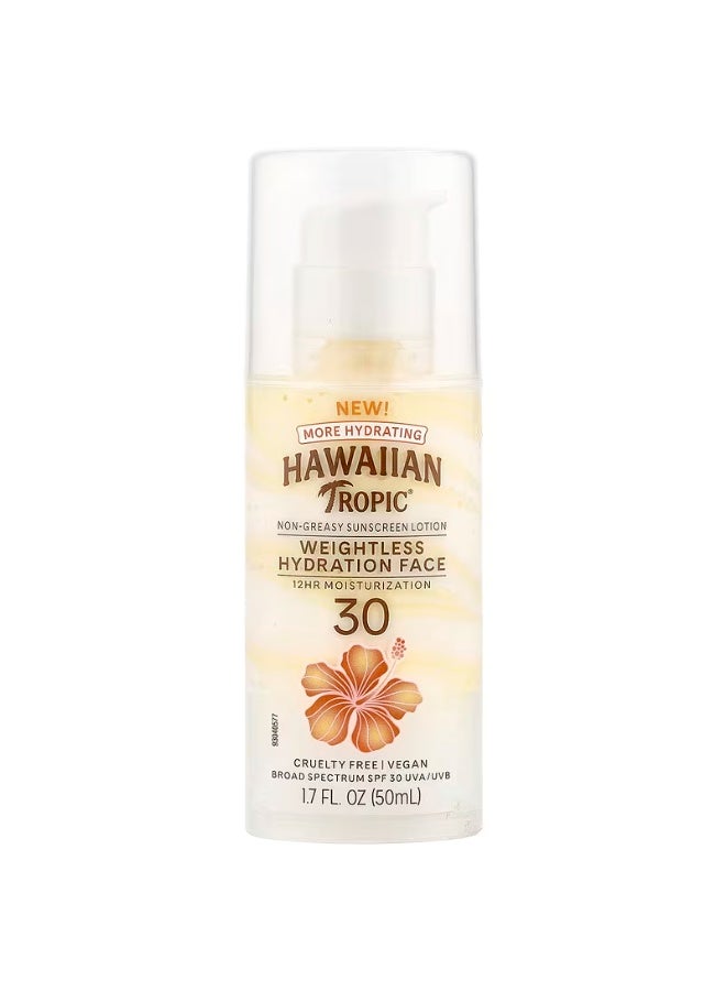 Hawaiian Tropic, Weightless Hydration Face Sunscreen Lotion, SPF 30 , 1.7 oz 50 ml - Image 1