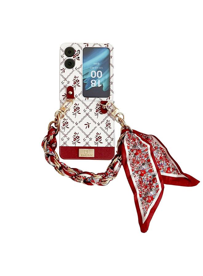 S-TOP Case For OPPO Find N2 Flip Luck Flower Pattern TPU Phone Case With Strap - Image 1