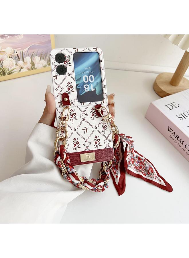 S-TOP Case For OPPO Find N2 Flip Luck Flower Pattern TPU Phone Case With Strap - Image 2