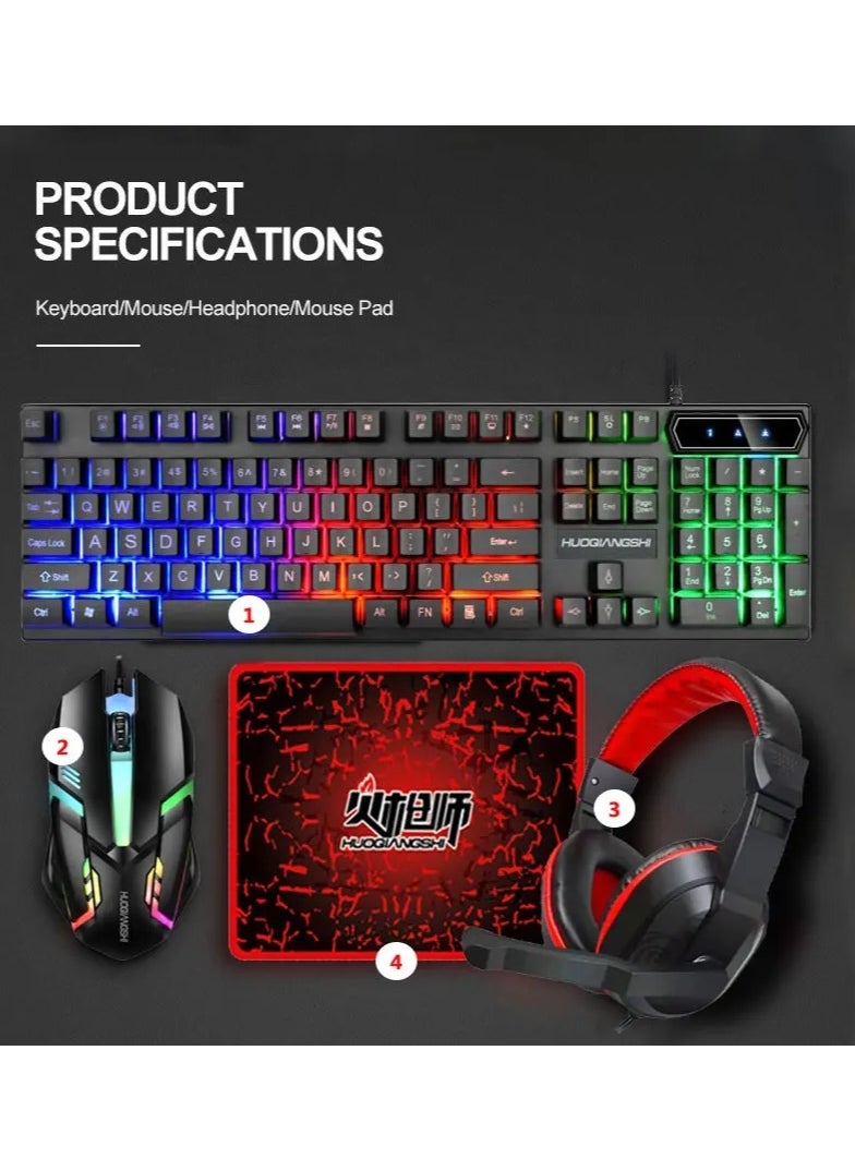 Generic Huoqiangshi G200 4 in 1 Gaming Keyboard Mouse Pad Headphone RGB Light  - Image 2