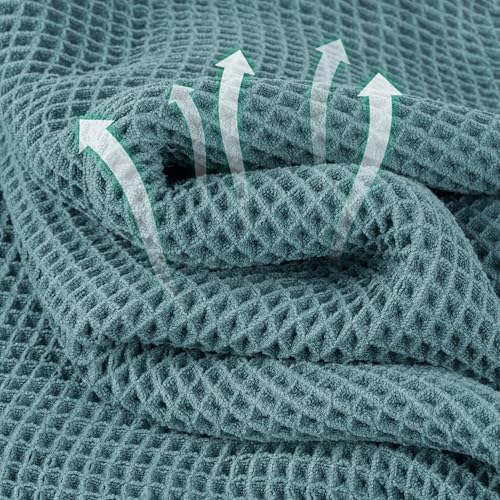 MICROFI Microfiber Waffle Bath Towels, 4 Pieces, Soft, Absorbent, Fast Drying, Lint Free (Green) - Image 2