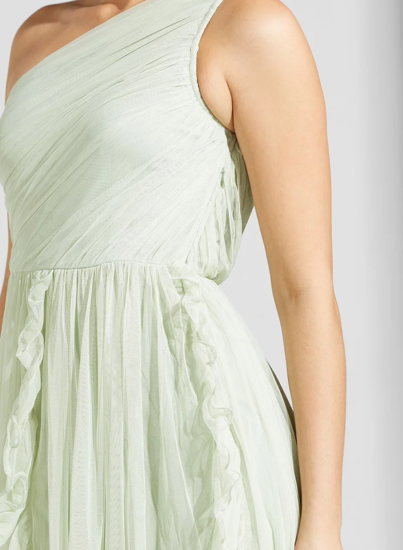 Namshi X Hadia Ghaleb Hadia Ghaleb Ruffled Detail One-Shoulder Dress