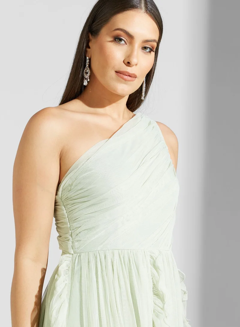 Namshi X Hadia Ghaleb Hadia Ghaleb Ruffled Detail One-Shoulder Dress