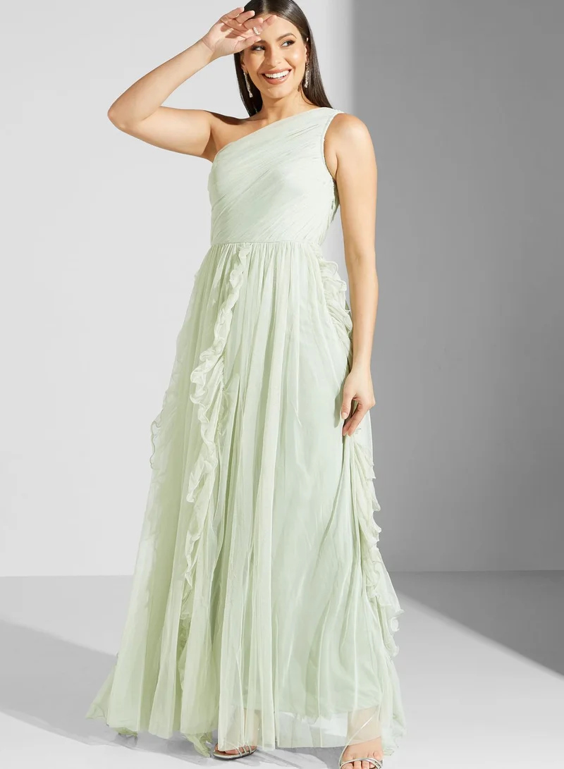 Namshi X Hadia Ghaleb Hadia Ghaleb Ruffled Detail One-Shoulder Dress