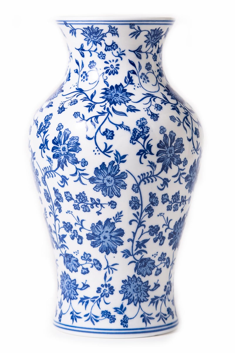 GaLouRo Blue and White Porcelain Décor, Blue and White Vase, Blue Vase, Chinoiserie Vase, Blue and White Ginger Jar Vase for Home Decor,Flower Vase,11" H - Image 1
