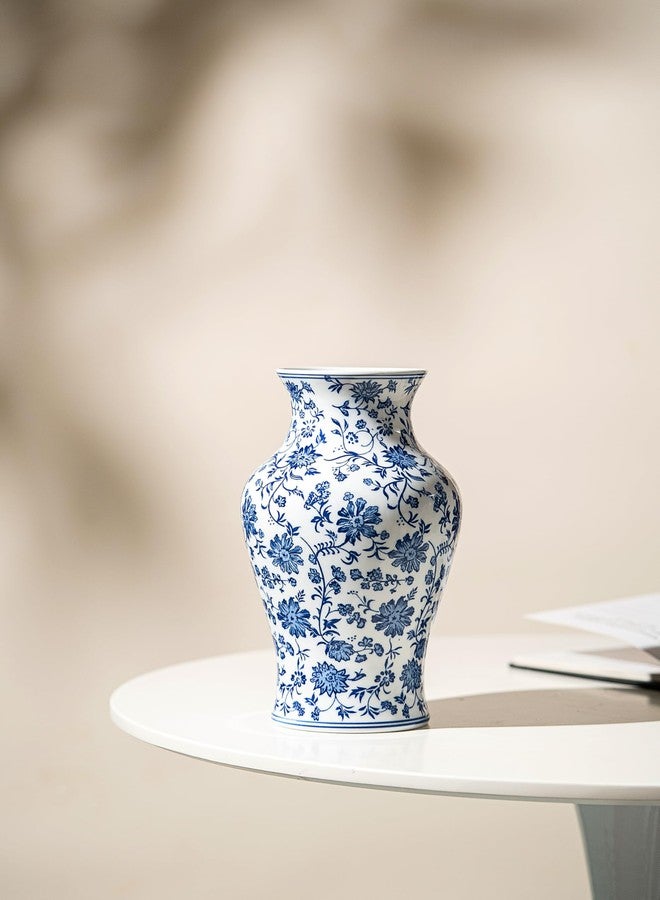 GaLouRo Blue and White Porcelain Décor, Blue and White Vase, Blue Vase, Chinoiserie Vase, Blue and White Ginger Jar Vase for Home Decor,Flower Vase,11" H - Image 4