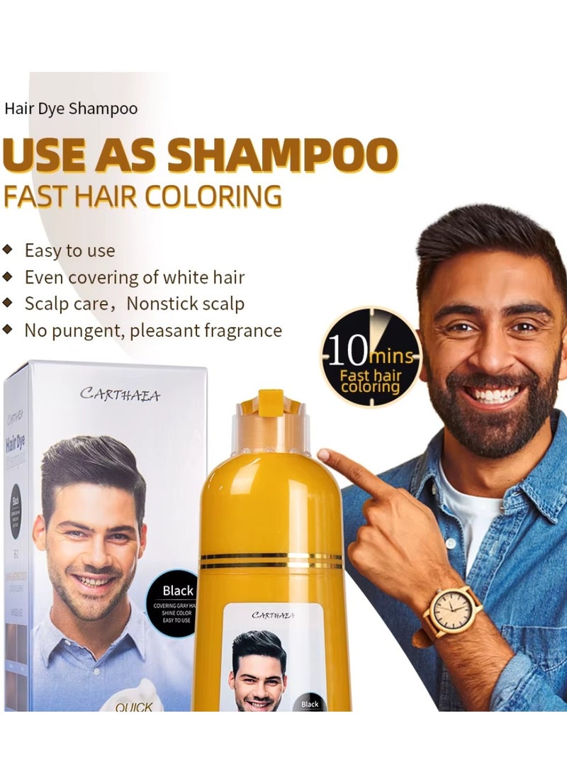 Carthaea - 500ml Black Hair Dye Shampoo Grey and White Hair Coverage Hair Color Shampoo for Women and Men Long Lasting Deeply Nourishing and Anti Hair Fall Hair Color Shampoo Herbal Hair Dye Shampoo - Image 1