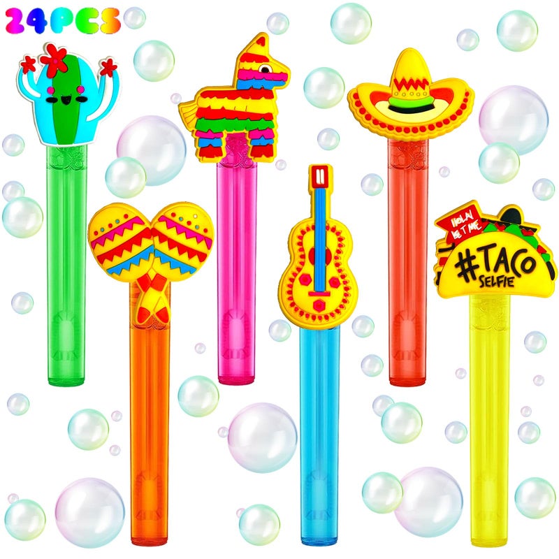 uoyoi Fiesta Party Favors24Pcs Mexican Taco Bubble Wand for Cinco De Mayo Fiesta Birthday Party SuppliesClassroom Prizes Pinata Goodie Bag Stuffers Gifts - Image 3