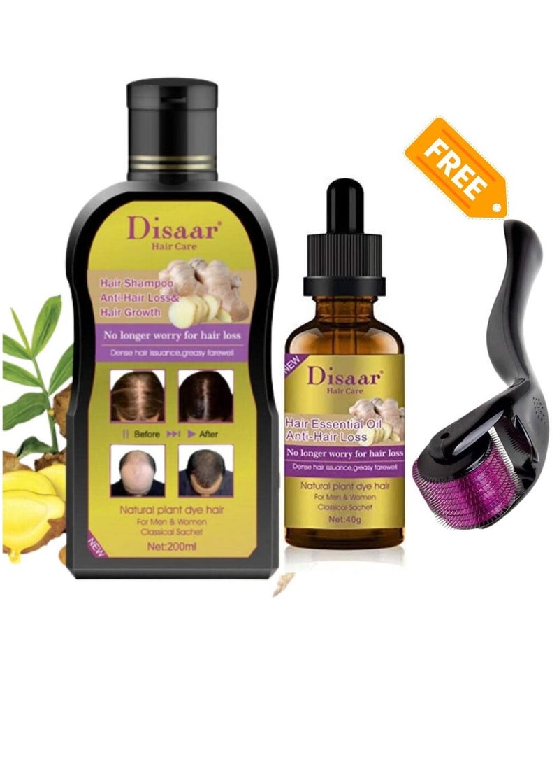 Disaar - Disaar Anti Hair Loss & Hair Growth Shampoo,Oil & Derma Roller Hair Care Kit 3Pcs - Image 1