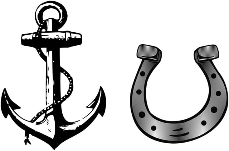 Anchor Horse Shoe Temporary Tattoo Lasts 1 week lucky safe stability hope sign