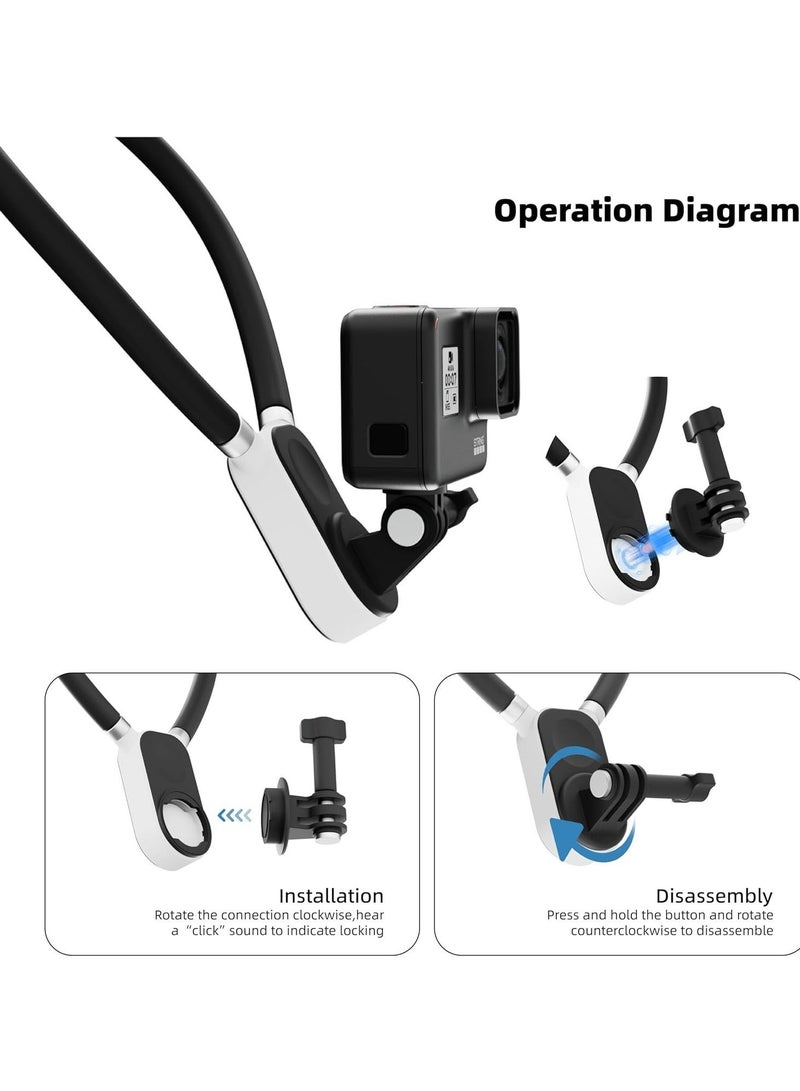 Captaintech Magnetic Silicone Neck Hanging POV Selfie Mount with Phone Clip Vertical Mount Kit Hands Free Video Vlog Necklace for GoPro Insta360 DJI Action Camera iPhone Android Video Vlog Accessories - Image 2