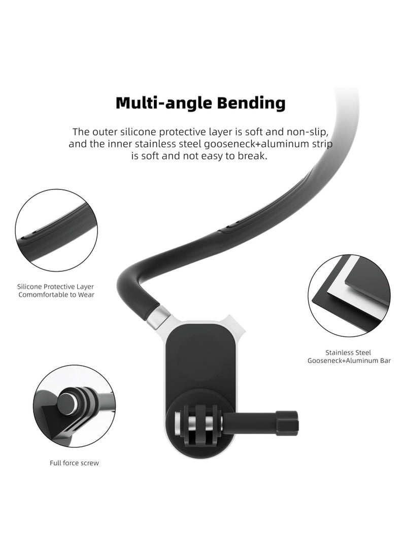 Captaintech Magnetic Silicone Neck Hanging POV Selfie Mount with Phone Clip Vertical Mount Kit Hands Free Video Vlog Necklace for GoPro Insta360 DJI Action Camera iPhone Android Video Vlog Accessories - Image 4