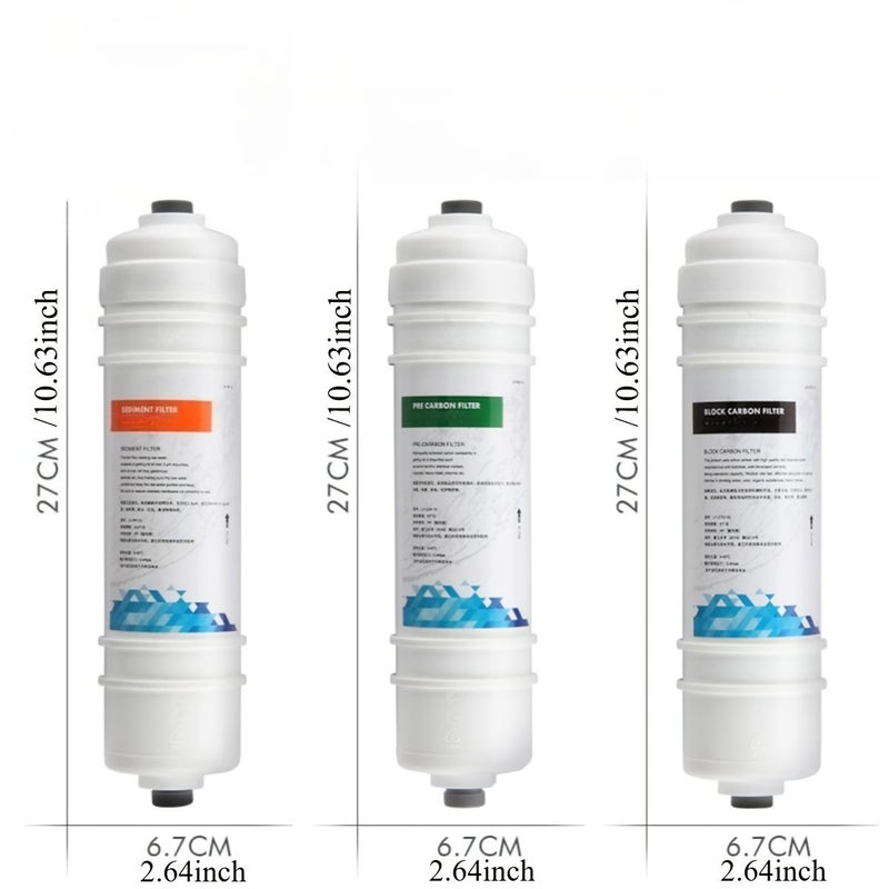 3 Stage 10 Inch Universal Inline Water Filter Set PP Carbon Block Quick Connect Cartridge For Aquarium Pre Filtration Fish Tank Accessory - Image 2