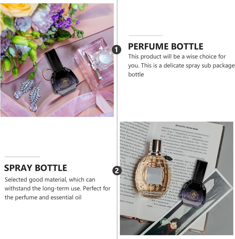 5 زجاجات رش عطور قابلة لإعادة التعبئة، سوداء اللون، بتقنية رذاذ ناعم، للاستخدام أثناء السفر والعناية الشخصية - Image 3