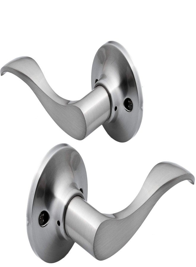 Berlin Modisch Dummy Lever Door Handle [Pack of Two] for Closets with a Satin Nickel Finish Single Side Non-Turning with a Door Bumper Wall Protectors - Image 1
