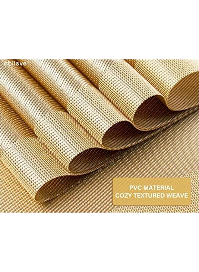 Ablieve Set of 6 Placemats, Non-Slip Crossweave Woven Vinyl Insulation Place Mat Washable Table Mats For Restaurants Party Decoration 45 x 30 cm(Gold)  - Image 3