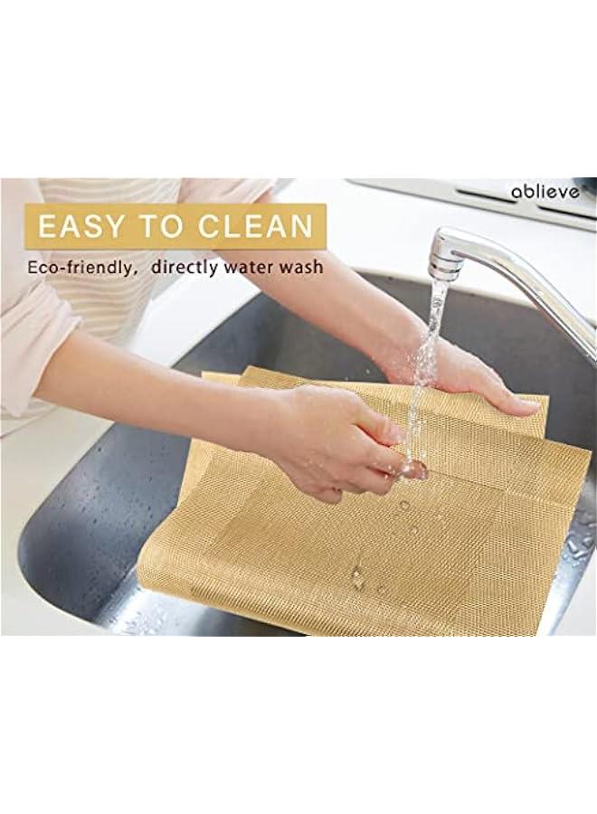 Ablieve Set of 6 Placemats, Non-Slip Crossweave Woven Vinyl Insulation Place Mat Washable Table Mats For Restaurants Party Decoration 45 x 30 cm(Gold)  - Image 4