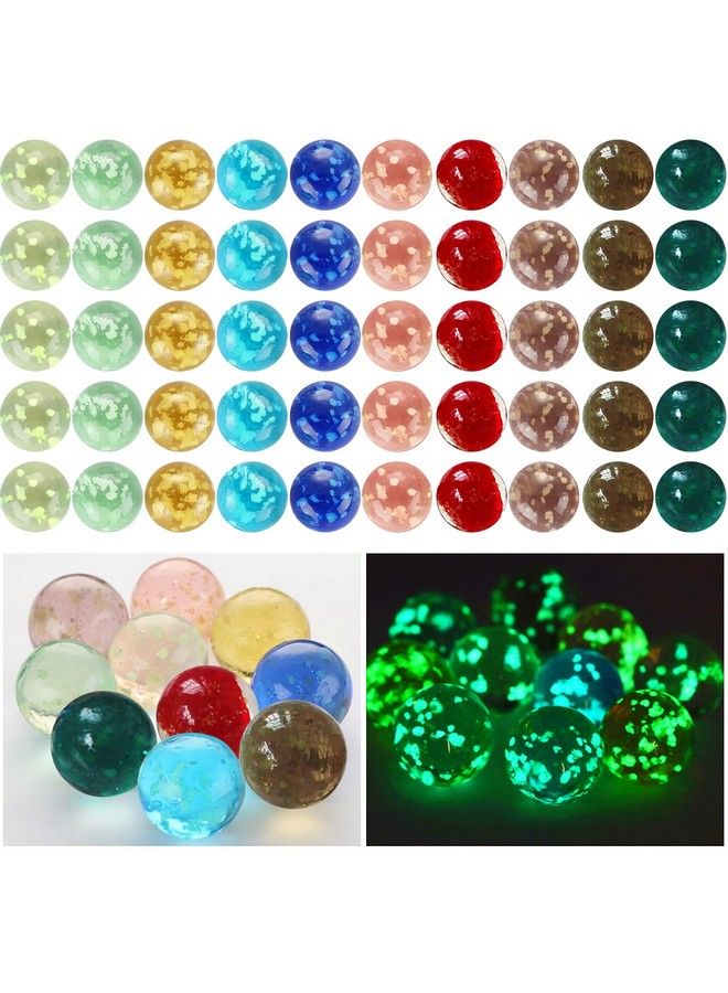 Skylety 50 قطعة من الرخام المتوهج في الظلام، كرات زجاجية مصنوعة يدويًا، كرات زجاجية ملونة للأولاد والبنات، ألعاب رخامية DIY وتزيين المنزل، 10 ألوان - Image 2