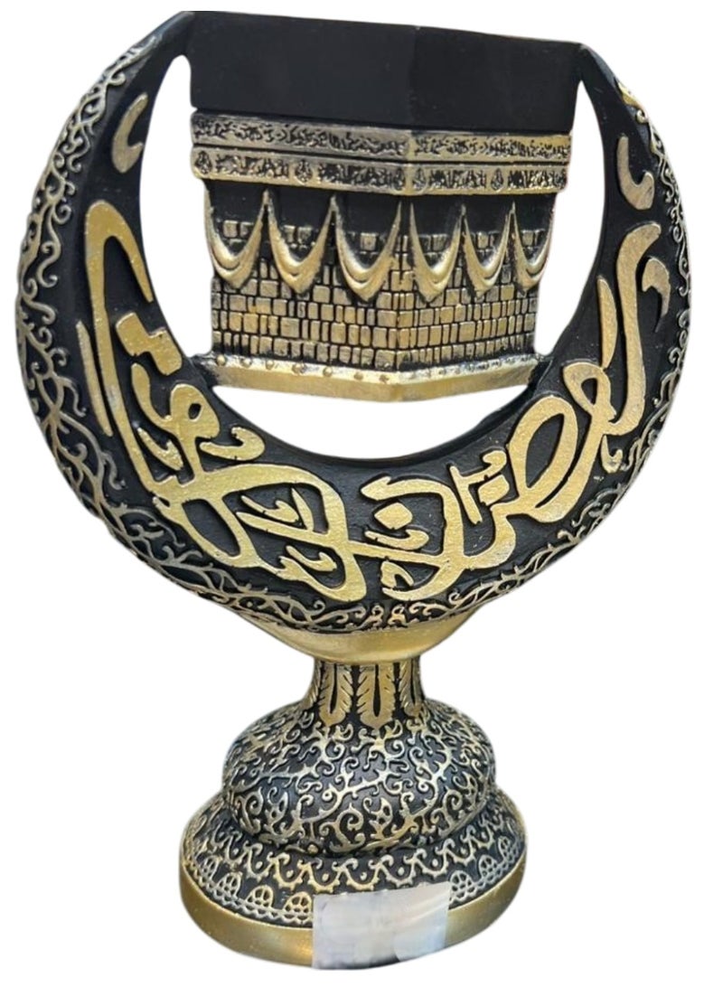 Islamic Table Decor Crescent with Kaaba Crystal Sculpture - Image 1