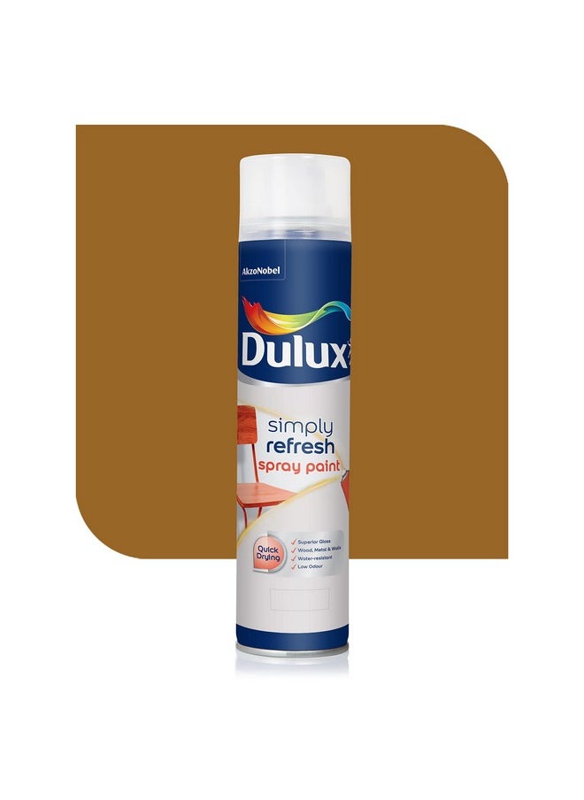 طلاء بخاخ Dulux Simply Refresh | DIY، سريع الجفاف مع لمسة نهائية لامعة للمعادن والخشب والجدران - 400 مل (بني ذهبي) - pzsku/Z433FD1741D2FBE818E9CZ/45/_/1740982821/dbec4103-4fbf-47cb-a8b4-a1d523b3243a