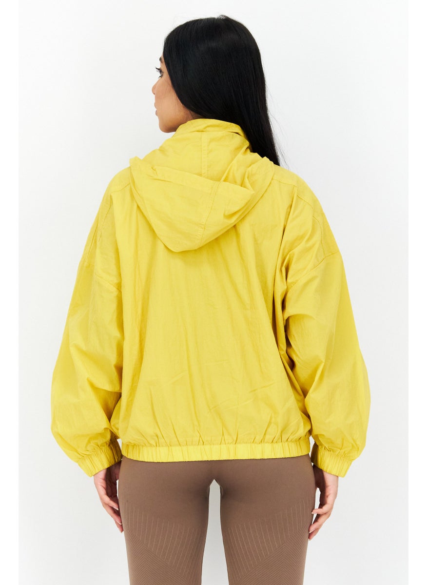 Levi's - Women Hooded  Zip Up Long Sleeve Windbreaker Jacket, Dark Yellow - Image 1