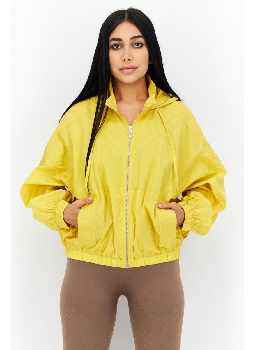 Levi's - Women Hooded  Zip Up Long Sleeve Windbreaker Jacket, Dark Yellow - Image 1