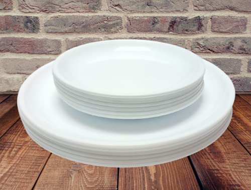 Coolkart Dinner Plate Set,6 Full Plate Set with 6 Half Plate Set, for Indoor & Outdoor Use, Set of 12 (White) - Image 1