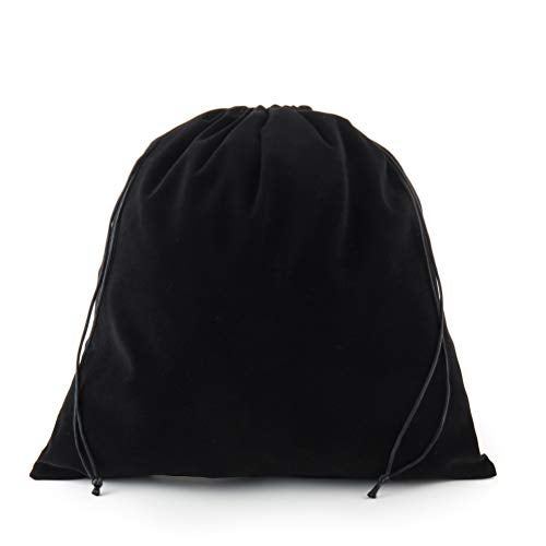 Sanrich 5 Pack Large Black Velvet Pouch Bags With Drawstring -14 x14 INCH Treat Bag Dust Bag For Gift Hair Dryer Hotel Storage Velvet Gym Bags Drawstring Cloth Packing - Image 1
