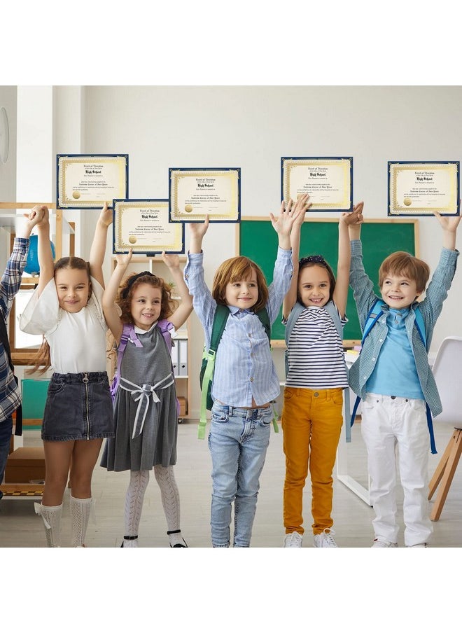 Fainne - 50 Sets Certificate Kit Includes 50 Pcs 9.5 X 12 Inch Certificate Holders 50 Pcs Letter Size Certificate Papers 50 Pcs Gold Foil Award Seals Diploma Covers For Appreciation (Navy Blue Gold) - Image 1
