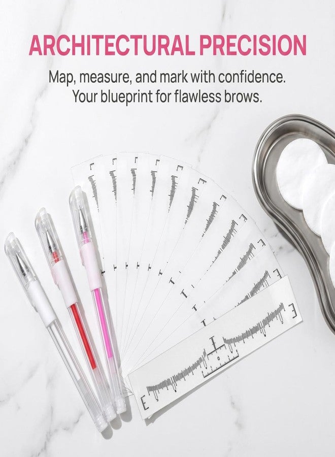 minkissy 17Pcs Microblading Kit Eyebrow Mapping & Shaping Tool Set with 3 Marker Pens, 4 Ink Refills & 10 Disposable Ruler Stickers Professional Brow Positioning Supplies - Image 5