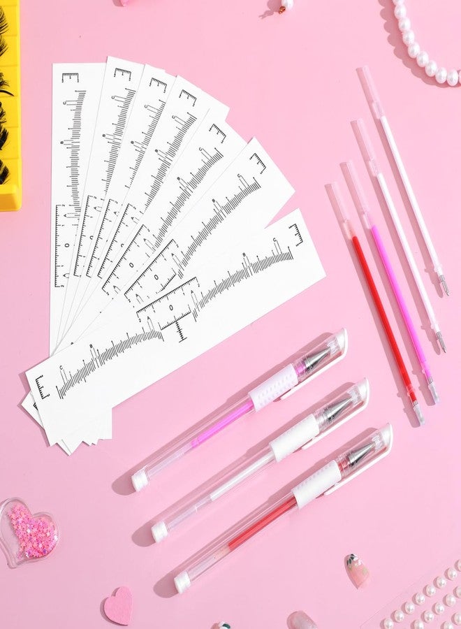 minkissy 17Pcs Microblading Kit Eyebrow Mapping & Shaping Tool Set with 3 Marker Pens, 4 Ink Refills & 10 Disposable Ruler Stickers Professional Brow Positioning Supplies - Image 2
