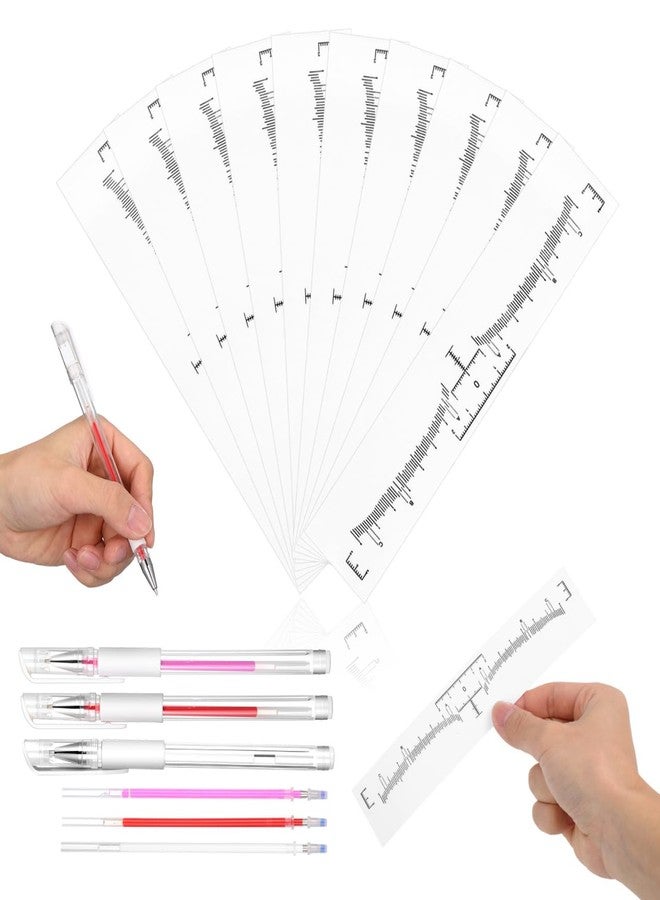 minkissy 17Pcs Microblading Kit Eyebrow Mapping & Shaping Tool Set with 3 Marker Pens, 4 Ink Refills & 10 Disposable Ruler Stickers Professional Brow Positioning Supplies - Image 1