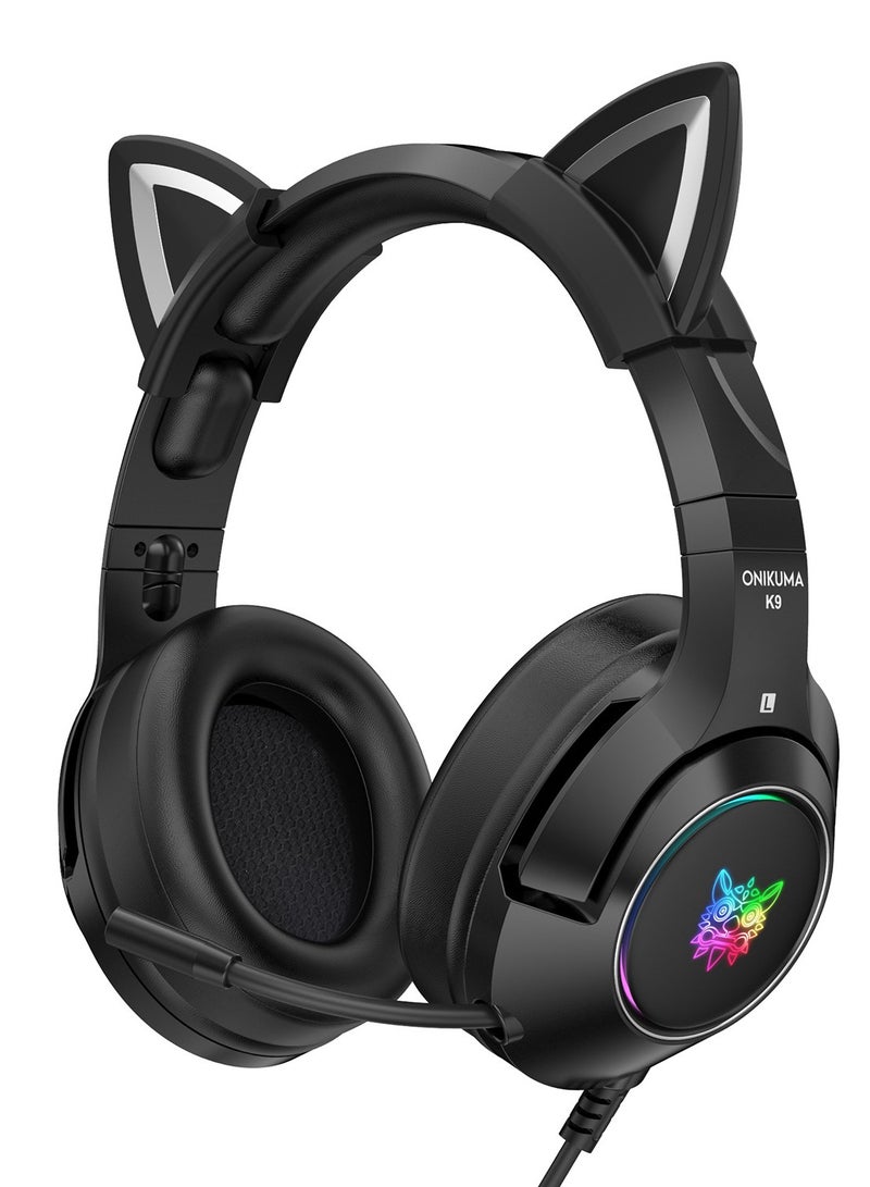 onikuma K9 Cat Ear Wired Gaming Headsets - Image 1